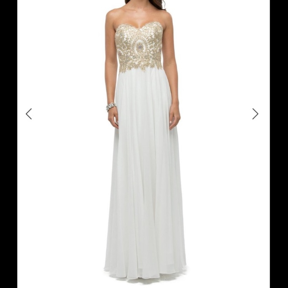 White Strapless Prom Dress